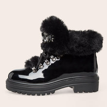 Load image into Gallery viewer, Women's Rhinestone Leather Platform Heel Short Boots