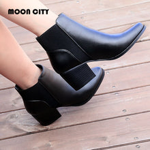 Load image into Gallery viewer, Women Fashion Black Ankle Leather Short Boots